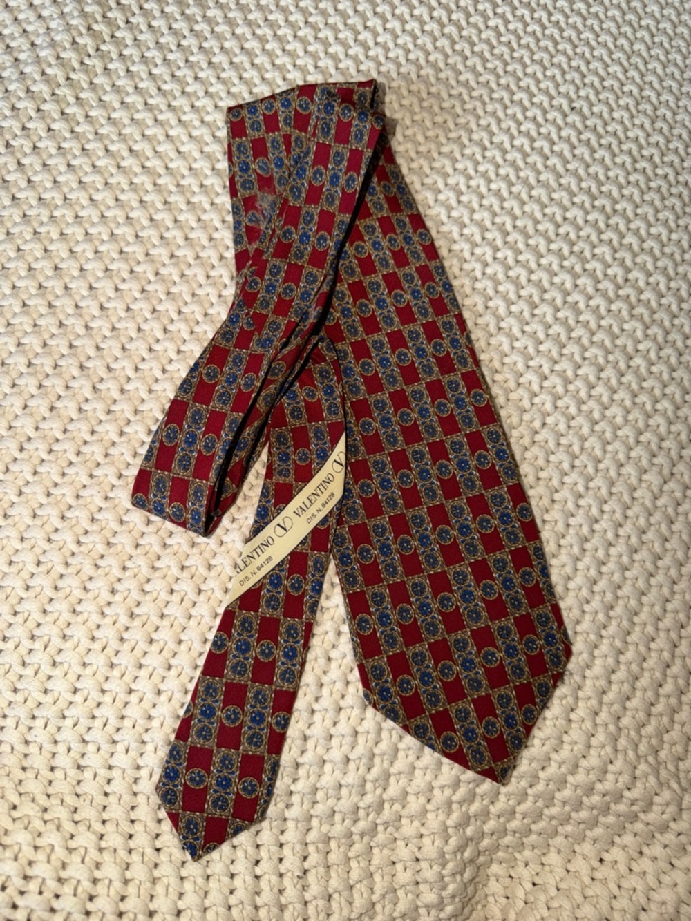 Valentino Red and Blue Medallion Silk Tie